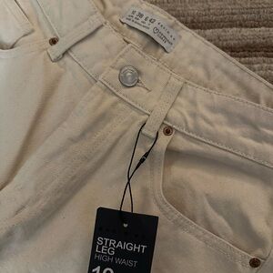 Cream Straight Leg Jeans